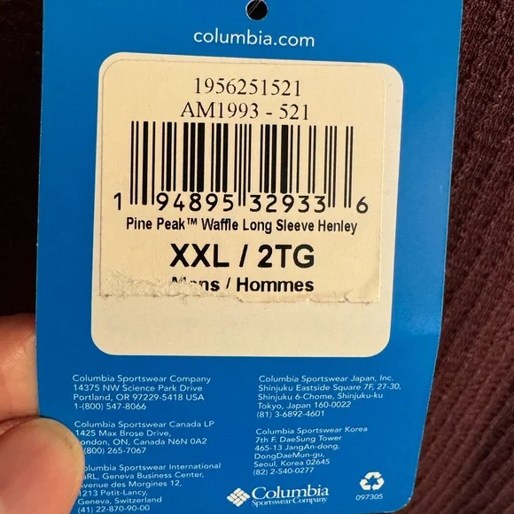 NWT Columbia Men's XXL Pine Peak Waffle Long Sleeve Henley Reddish/Brown - Picture 5 of 11